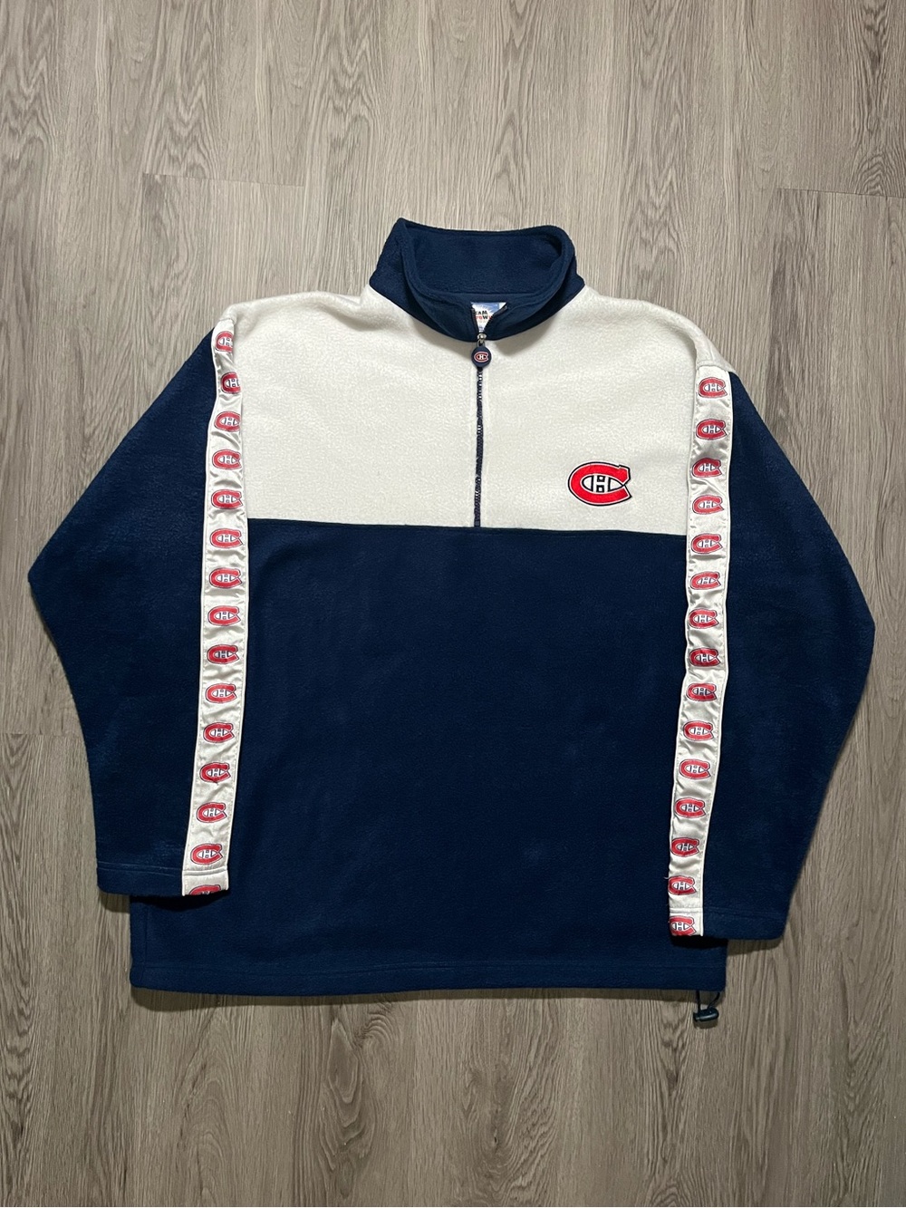 Vintage Y2K Montréal Canadiens NHL hockey quarter zip embroidered logo crewneck